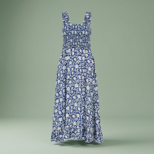 Robe longue asymétrique à imprimé floral turquoise pour femmes |   Robe d'été sans manches, décontractée, simple, mignonne, pour les vacances - Product Image 4