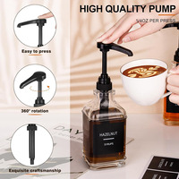 Distributeur de sirop de café chaud, pompe à miel, distributeur de sirop de café carré, bouteille en verre, 16,9 oz, 500 ml