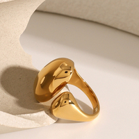 18K PVD-Vergoldeter Asymmetrischer Doppel-Splitring aus Edelstahl, Offener Ring