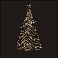 Transfert de strass de conception d'arbre de Noël personnalisé en gros pour le vêtement