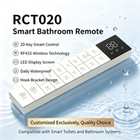Télécommande personnalisée 20 boutons RF433 sans fil avec écran LCD étanche et support de fixation pour siège de bidet de salle de bain, usine OEM ODM