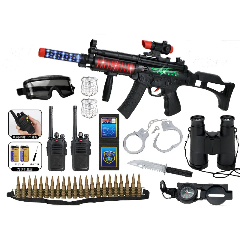 QS 맞춤형 어린이 역할 놀이 게임 M416 MP5 AK AWM 소프트 총알 총 플라스틱 칼 군사 경찰 모델 세트 어린이를위한 장난감