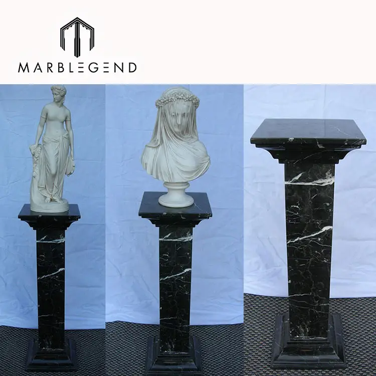 Design d'intérieur nero Marquina marbre décoratif de conception de pilier carré avec sculptures