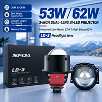 Projecteur de phare LED SFIDA LD-3 62W 6000K 12V |   Lentille Bi-LED H4 de 3 pouces |   Nouvelle mise à niveau automobile de 6200 lumens avec garantie de 2 ans