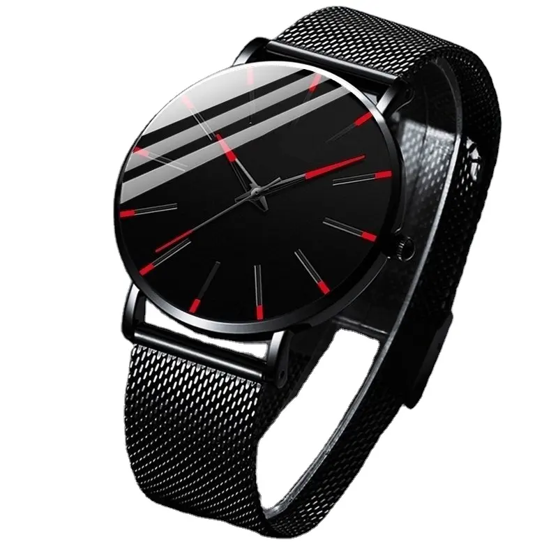 FREE SAMPLE 2022 Watch Minimalist Ultra Thin Watches Men's Fashion Stainless Steel Mesh Belt Quartz Casual Business Watch