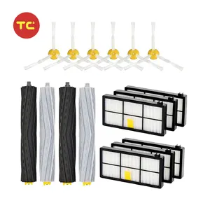 Combo <span class=keywords><strong>de</strong></span> filtro <span class=keywords><strong>de</strong></span> aspiradora <span class=keywords><strong>de</strong></span> cepillo <span class=keywords><strong>de</strong></span> rodillo lateral principal para iRobot Roombas repuestos 800 900 Series 805 860 870 871 880 890 960 980 - Product Image 1