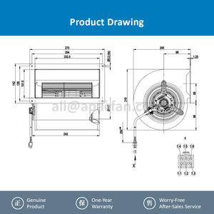 Moteur AC D2D146-AA28-28 230VAC 345W 0.88A 2050RPM, garantie 1 an, ventilateur centrifuge à double entrée d'air OEM ABB ACS800 - Product Image 4