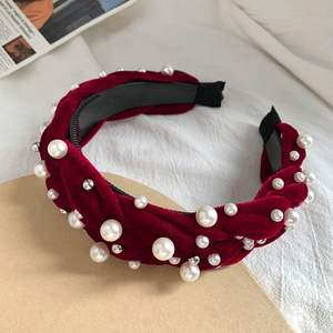 Bandeau large antidérapant en velours style français pour femme avec perles, idéal pour mariage ou usage quotidien automne/hiver - Product Image 5