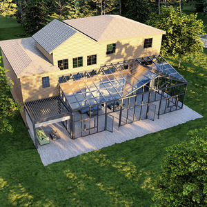 Véranda en verre préfabriquée moderne avec structure en aluminium et verre feuilleté, jardin d'hiver, serre, maison en verre - Product Image 5