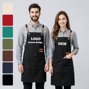 Tablier en toile réglable - Résistant à l'eau et à l'huile, durable, plusieurs poches, logo personnalisable pour salons de coiffure, cafés - Product Image 1