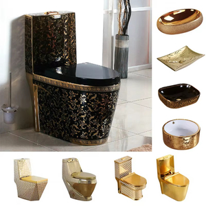 โถสุขภัณฑ์เคลือบทองคำ ยี่ห้อ Inodoro Dorado รุ่น Euro Hotel สำหรับห้องน้ำแบบวิลล่า โถสุขภัณฑ์แบบตั้งพื้น วัสดุเซรามิกเคลือบทองคำ - Product Image 3