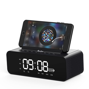 Oneder V06 Bluetooth Speaker <b>Clock</b> With LED Display FM Radio Smartphone Stand - Product Image 3