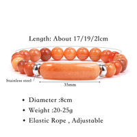 Gelang Batu Alam Elastis dengan Liontin Kristal, Batu Permata Penyembuh, Gelang Manik-manik untuk Meditasi, Perhiasan Energi