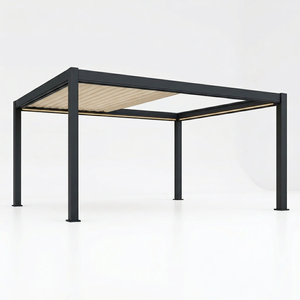 Pergola moderne en aluminium RKOVE RK-E2 3*4 avec toit rétractable motorisé et éclairage LED, gazebo de jardin extérieur - Product Image 1