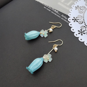 Nuevos pendientes de goma caídos Linglan, carillón de viento, fruta, pendientes largos de flores de cristal, pequeños pendientes de perlas de imitación frescas, bonitos pendientes - Product Image 4