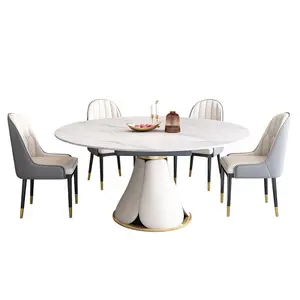 Luxe Marmeren Tafelstoel Combinatie Uitschuifbare Opvouwbare Ronde Tafel Huishoudelijke Converteerbare Vierkante Dual-Purpose Eettafel