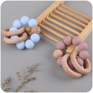 Nedeins pour bébé, <span class=keywords><strong>anneau</strong></span> <span class=keywords><strong>de</strong></span> <span class=keywords><strong>dentition</strong></span> en bois, perles en Silicone, jouets <span class=keywords><strong>de</strong></span> <span class=keywords><strong>dentition</strong></span> pour bébé - Product Image 4