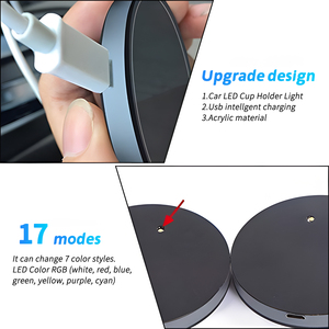 Özel Logo araba bardak tutucu 7 renkler ile led ışıkları USB şarj matı fincan altlığı Coaster iç atmosfer ışığı - Product Image 6