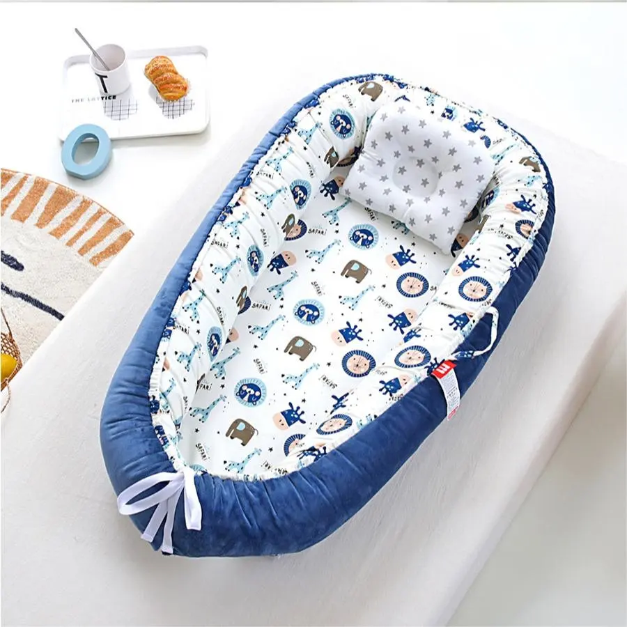 Custom Portable Breathable Fiberfill Infant Travel Sleeping Cot Bed Cotton Crib Newborn Lounger Baby Nest For Kids Co Sleeper