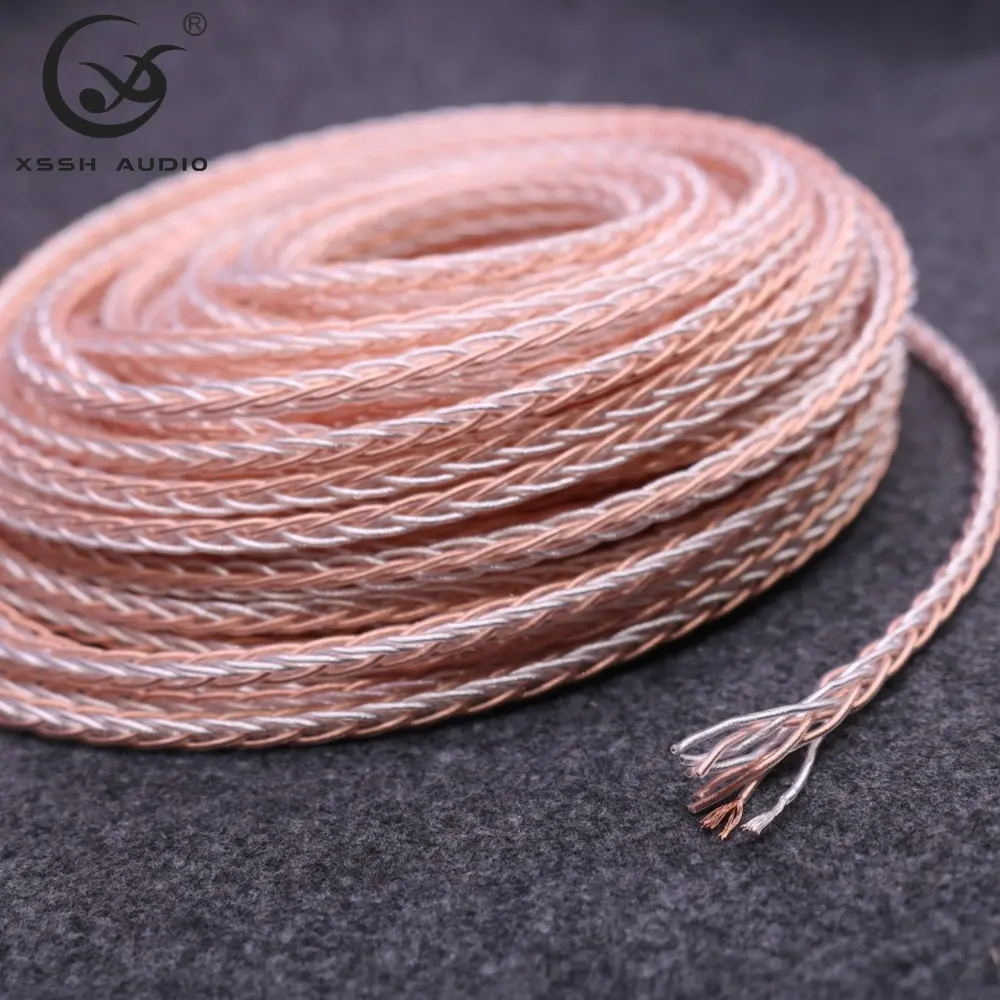 Hoofdtelefoon Cord Wire Yivo Xssh Oem Odm Diy 8 Core Occ + Ag Koper Zilver Gemengde Auto Aux 3.5Mm audio Kabel Oortelefoon Lijnen Kabel