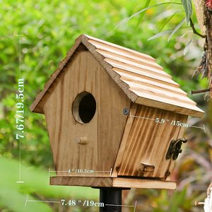 Nichoir en bois de pin non fini pour pinsons et oiseaux chanteurs - Product Image 2