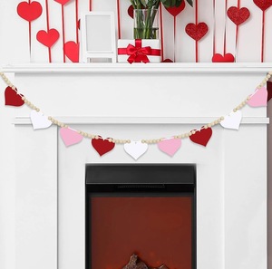Guirnalda Romántica de Corazones de Fieltro, Letrero XOXO para el Día de San Valentín, Decoración para Chimenea y Fiestas de Boda - Product Image 4