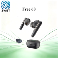 Earphone TWS Poly Free60 ANC 5.3 In-Ear Headset IP54 Tahan Air Latensi Rendah Pengisian Daya Tipe C