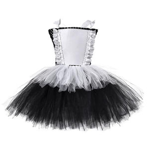 Vestido de sirvienta de alta calidad para niñas, estilo coreano, gasa negra, vestido tutú de Cosplay de Halloween con diadema para niños - Product Image 3