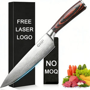 <span class=keywords><strong>Cuchillos</strong></span> de Cocina de Alta Gama, Cuchillo de <span class=keywords><strong>Chef</strong></span> de 8 Pulgadas, Acero Inoxidable 5CR15, Patrón Láser Damasco, Mango de Madera, Cuchillo Japonés de Metal - Product Image 1