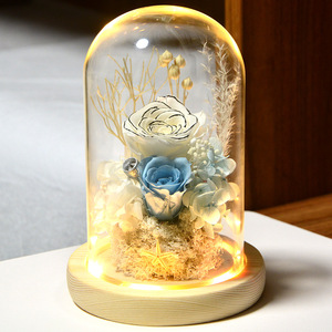 ดอกไม้สดขายส่ง กุหลาบนิรันดร์ในโดมแก้ว ดอกไม้ประดิษฐ์ทำมือ พร้อมไฟ LED สำหรับวันขอบคุณพระเจ้า วันวาเลนไทน์ วันปีใหม่ ราคาโรงงาน - Product Image 5