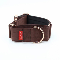 Collier de chien martingale de luxe réglable en nylon néoprène rembourré avec boucle en métal rose doré à dégagement rapide