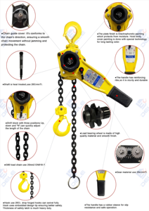 Polipasto Manual de Cadena con Certificado CE de Alta Calidad de 0.75 Toneladas, 6 Toneladas y 9 Toneladas - Product Image 5