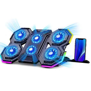Refroidisseur d'ordinateur portable ergonomique RGB léger pour jeux, support de refroidissement pour ordinateur portable avec 6 ventilateurs de refroidissement - Product Image 1