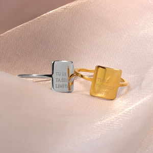 Bagues en acier inoxydable plaqué or 18 carats avec gravure personnalisée <span class=keywords><strong>Tu</strong></span> es <span class=keywords><strong>ta</strong></span> seule limite pour femmes - Product Image 4