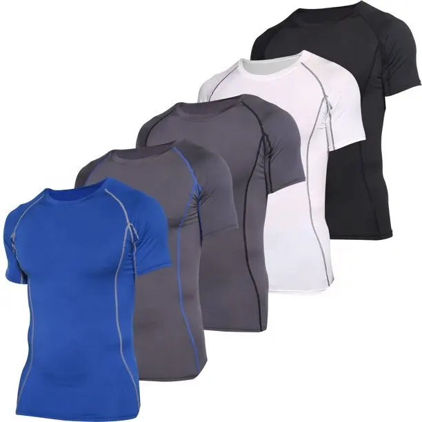 メンズ半袖コンプレッションシャツベースレイヤーアンダーシャツアクティブアスレチッククイックドライトップ