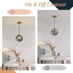 Luminaire suspendu Yelbes Mid Century Modern Gold Globe avec verre gris fumé 9,8 pouces pour îlot de cuisine - Product Image 4