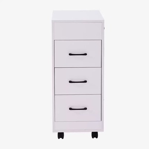 White Mobile Salon Trolley Cabinet With 3 <b>Drawers</b> Side Bottle Tray Rolling Wheels <b>Lockable</b> Storage Barber Tool Cabinet For Salon - Product Image 5