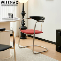 Meubles WISEMAX Chaise de cuisine en acier inoxydable de bonne qualité Dossier en bois massif Restaurant Coussin doux Chaise de salle à manger pour hôtel