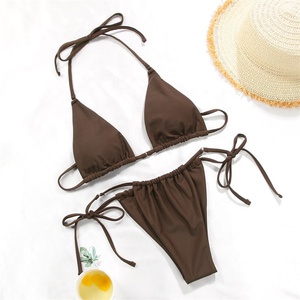 Bikini 2022, Traje de Baño de Color Sólido, Conjunto de Bikini con Estampado Floral, Traje de Baño Sexy, Biquini, Traje de Baño para Mujer, Bikinis de Tiras para la Playa - Product Image 2