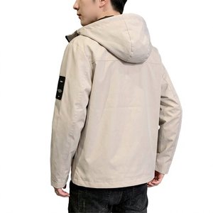 Chaqueta Cortavientos Ligera de Color Sólido Teñido con Hilo para Hombre, Talla Grande, con Capucha y Cremallera Completa, Elástica y Suave, con Logotipo Personalizado - Product Image 2