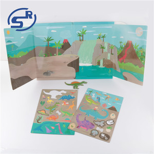 Préscolaire bricolage Puzzles éducatifs ouvert réutilisable autocollant livres magnétique <span class=keywords><strong>dinosaure</strong></span> jouets pour enfants garçons et filles - Product Image 5