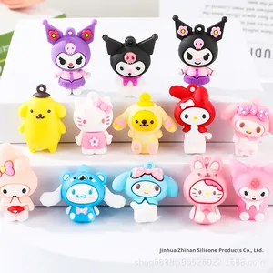Kuromi 펀치 박스 키 체인 슈퍼 소프트 플러시 및 실리콘 도매에 대한 산리오 3D 입상 펜던트에 대한 만화 - Product Image 2