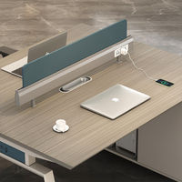 Set Scrivania a L in Legno con 4 Sedie, Design Moderno e Minimalista, Cassetto Portaoggetti, Scrivania da Ufficio