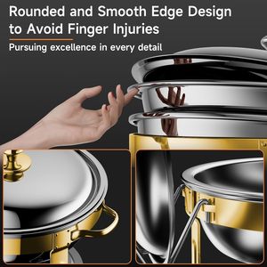 Plats chauffants pour buffet, lot de 4, 5QT, plats chauffants ronds en acier inoxydable pour les fêtes à domicile, les réunions de Noël, la restauration - Product Image 2