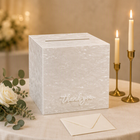 Boîte à cartes en acrylique marbré effet perle pour réception de mariage, avec message de remerciement et fente supérieure, idéale pour la décoration de fête prénuptiale et de fiançailles