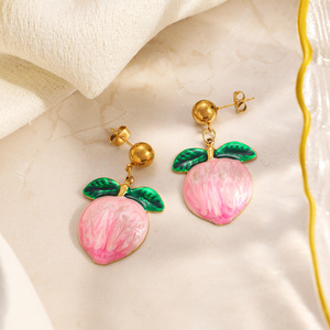 Pendientes de Frutas con Baño de Oro de 18k, Diseño con Microincrustaciones, Estilo Primavera - Product Image 4