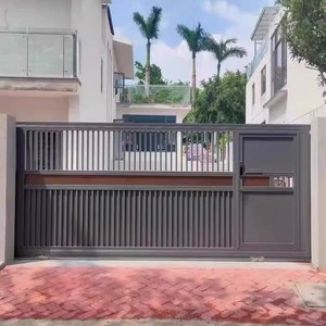 Porte battante électrique en alliage d'<span class=keywords><strong>aluminium</strong></span> pour entrée de villa, jardin et maison, style chinois moderne - Product Image 4