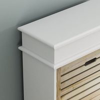 Mueble zapatero de recibidor de alta gama, estilo japonés minimalista, con puertas de rejilla ventilada, bandeja inclinable de cuatro niveles y parte superior ancha.