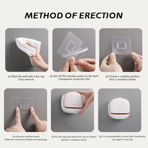 Soap Dish With Drainage Box Punch-Free Soap Holder Bathroom Drain Soap Box Flip Drain Soap Storage Case Bathroom <b>Accessories</b> - Product Image 5