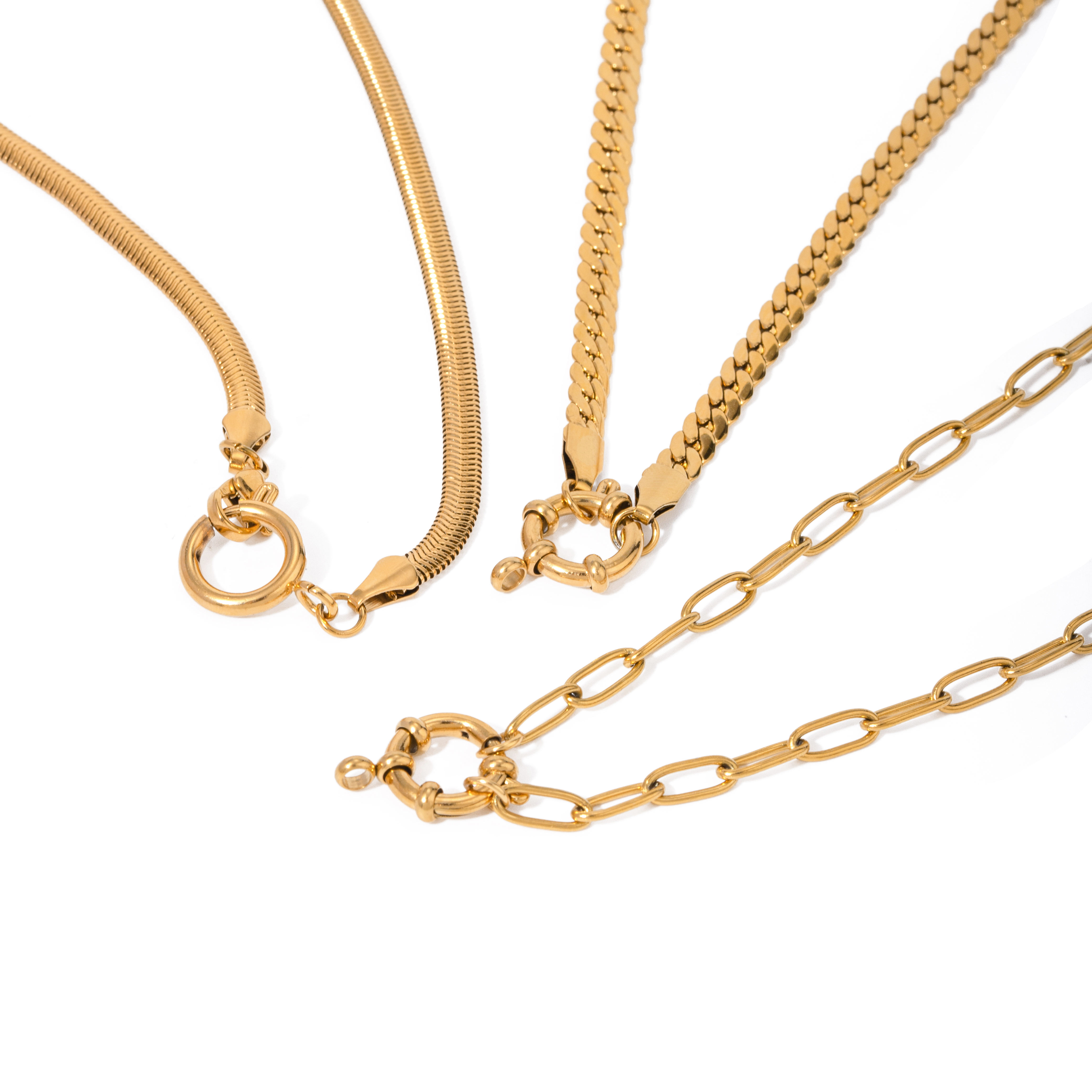 JD DIY Charm Chain Necklace 18K Gold Plated Snake Chain